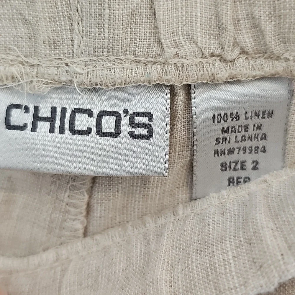 Chico's Light 100 Linen Khaki Pants With Pockets. Size 2 (Large)